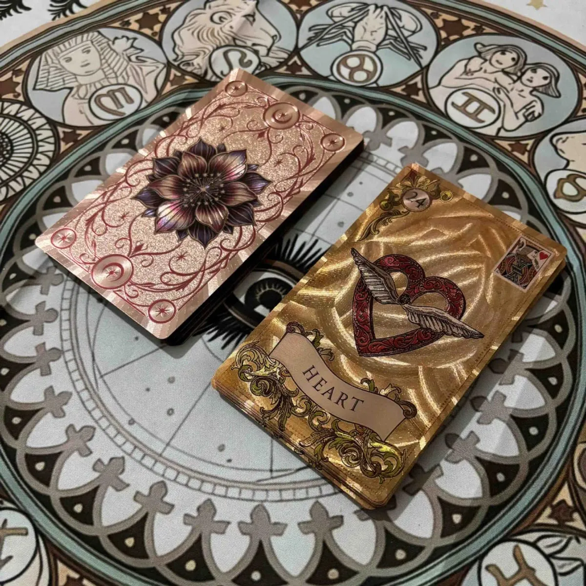 12*7cm Old Style Lenormand Oracle Cards 38 Pcs Gold Foil Waterproof PET Cards for Divination & Fortune Telling With Paper Manual