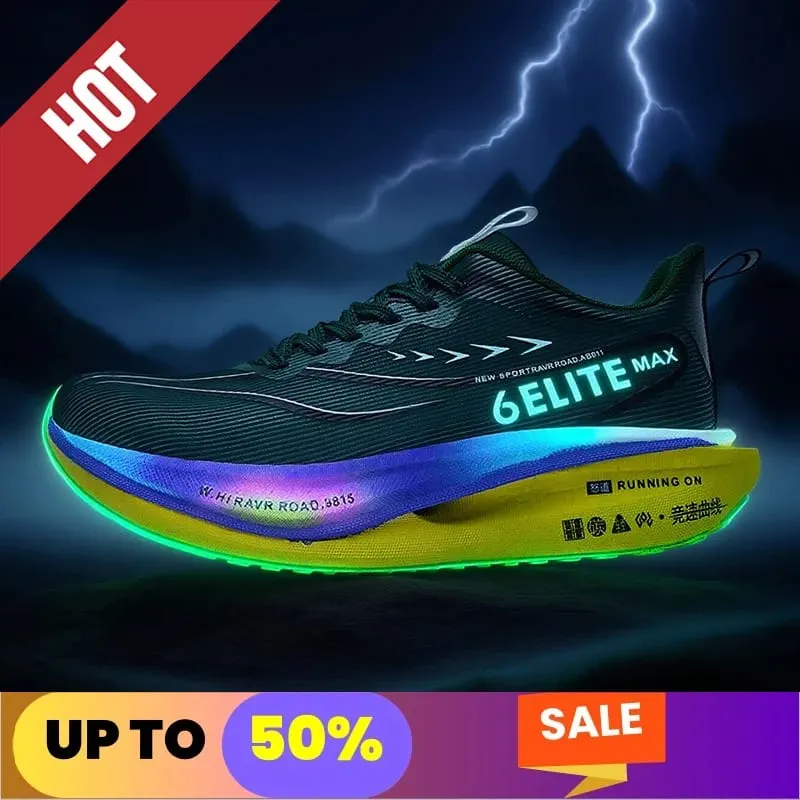 Fluorescence Running Shoes CarbonBoard Marathon Men Sports Breathable Women's Comfortable Athletic Casual Sneakers WearResistant — image 3