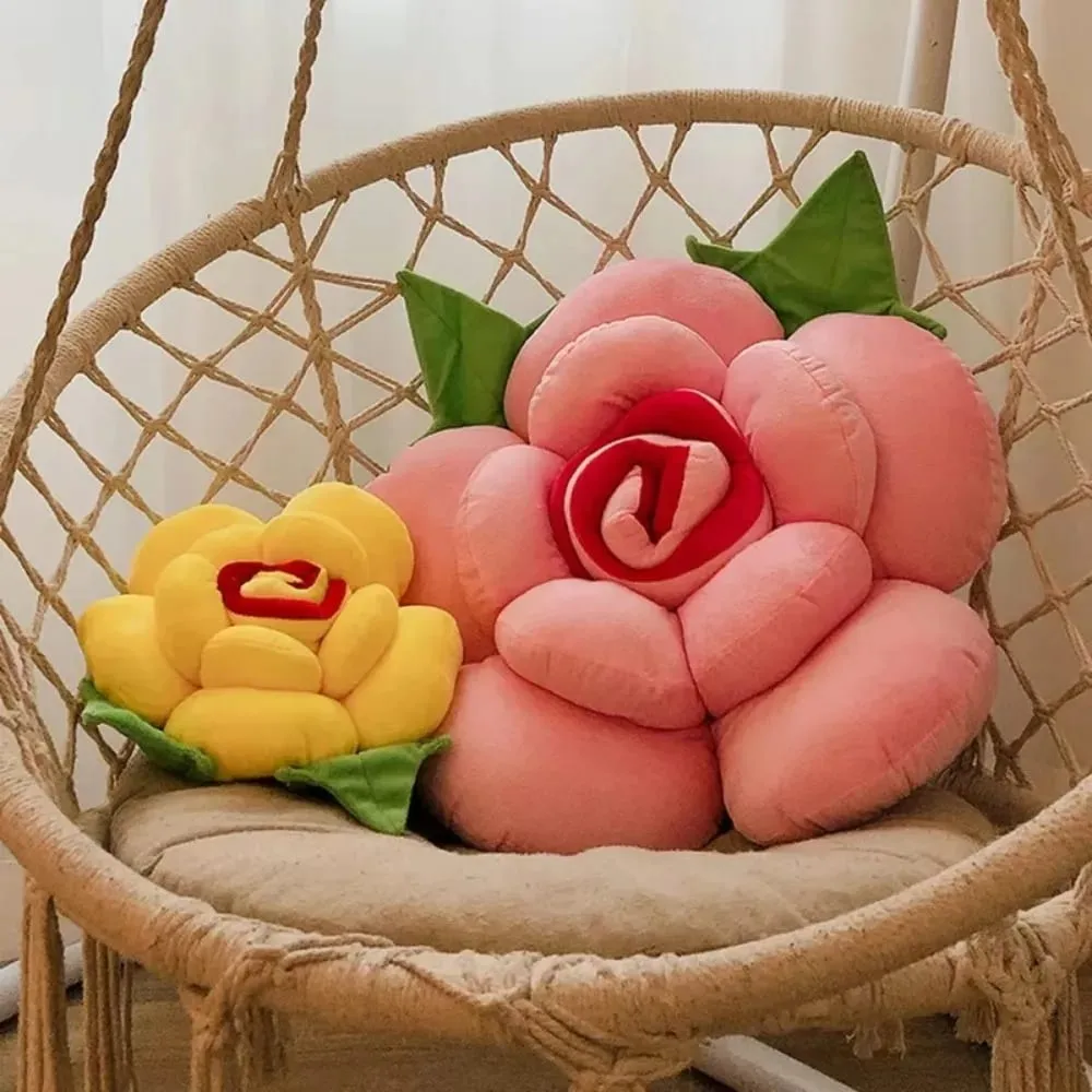 New Large Rose Shaped Pillow Simulated Colorful Sofa Flower Cushion Plush Car Interior Cushion Wedding Party Supplies — image 4