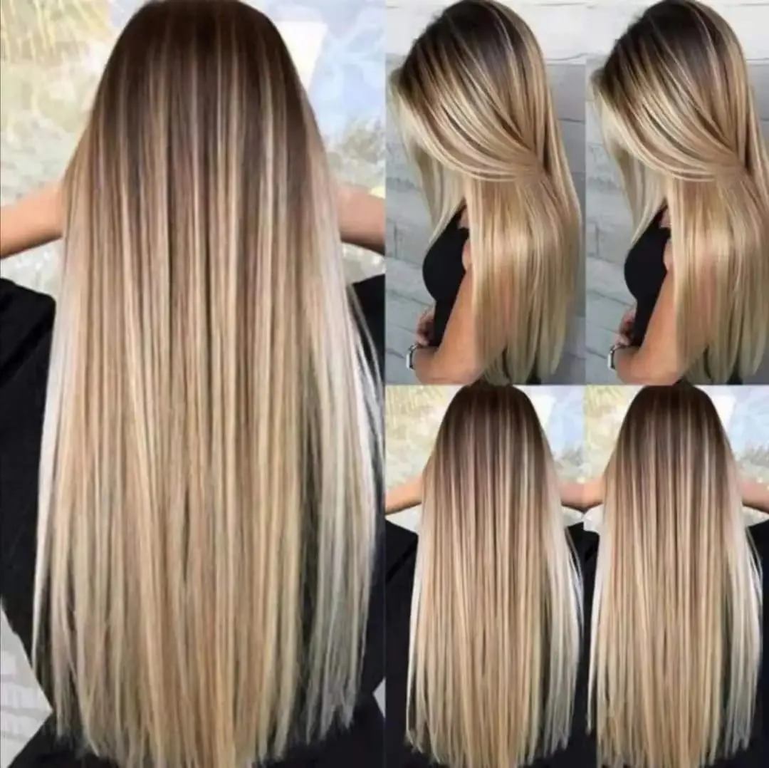 24 Inch Long Straight Clip In Hair Extensions 16 Pieces Thick Synthetic Hairpieces Soft Natural Synthetic Fibers