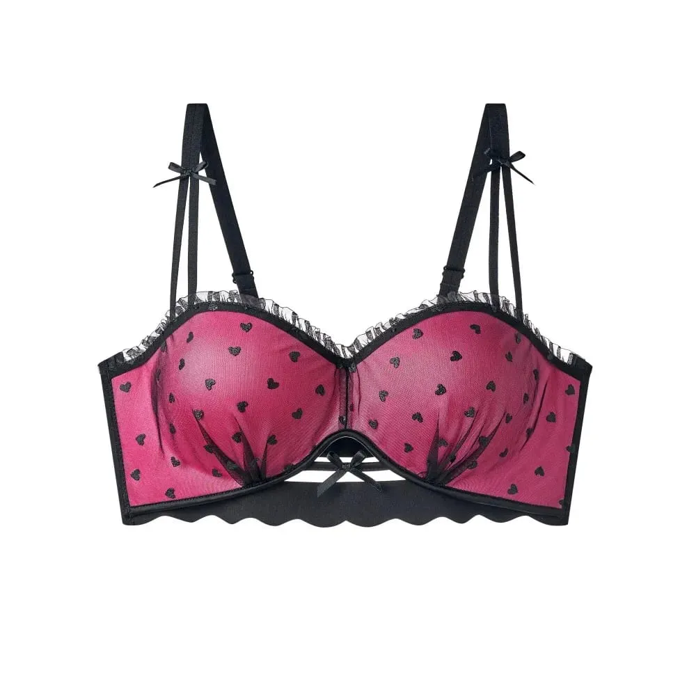 French Lace Push Up Bra For Small Bust Half Cup Anti‑Sag 2026 New Pure Desire Sexy Women Lingerie Brassiere 32-38 A-C