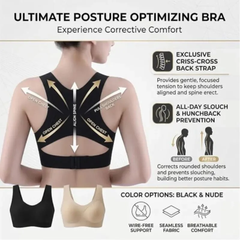 Posture Support Bra Women Front Closure Cross Back Wireless Posture Bras Full Coverage Support Push Up Bralettes Posture Support