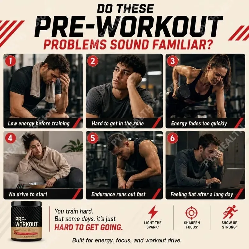 Předtréninkový prášek s kreatinem Beta Alanin L Citrulin Tyrosin Kofein Energie Endurance Focus Support 300 g 30 porcí