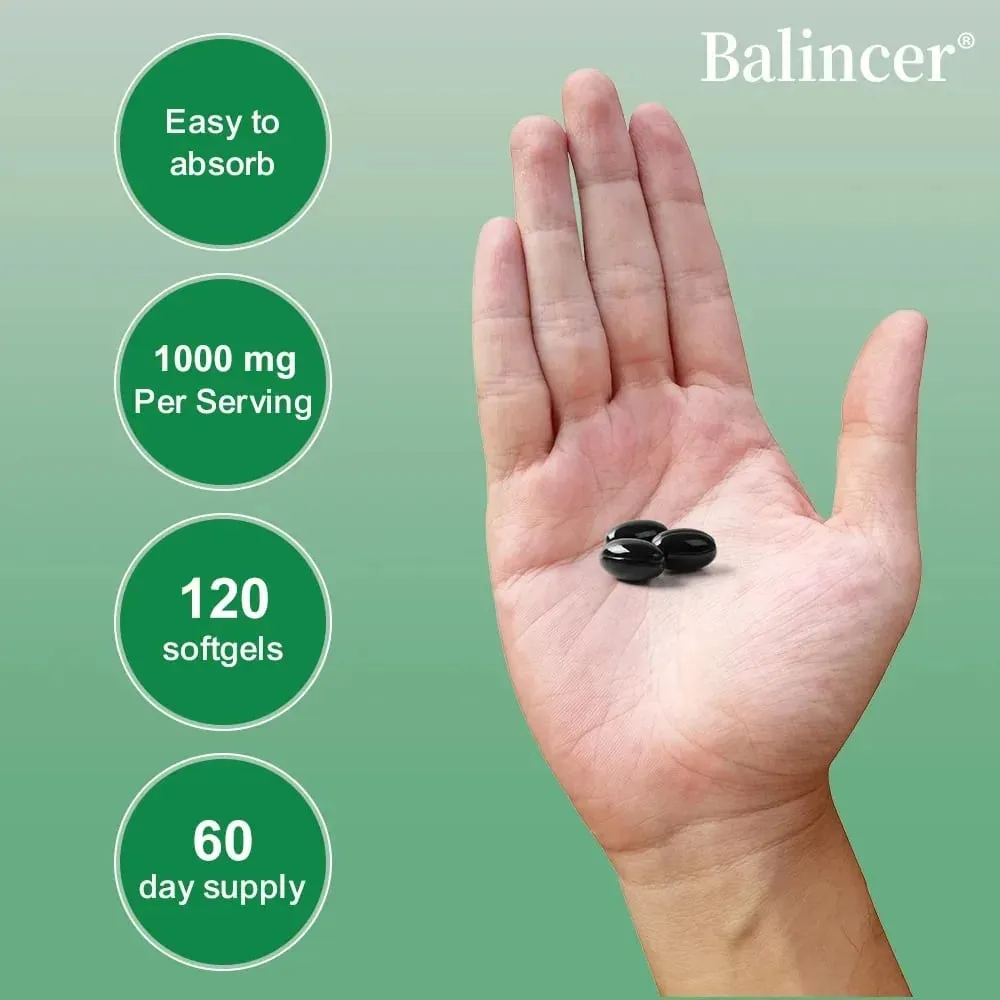 Black Seed Oil Capsules 1000mg - Help Digestive Health Immune Support & Brain Function Antioxidant 120 Capsules