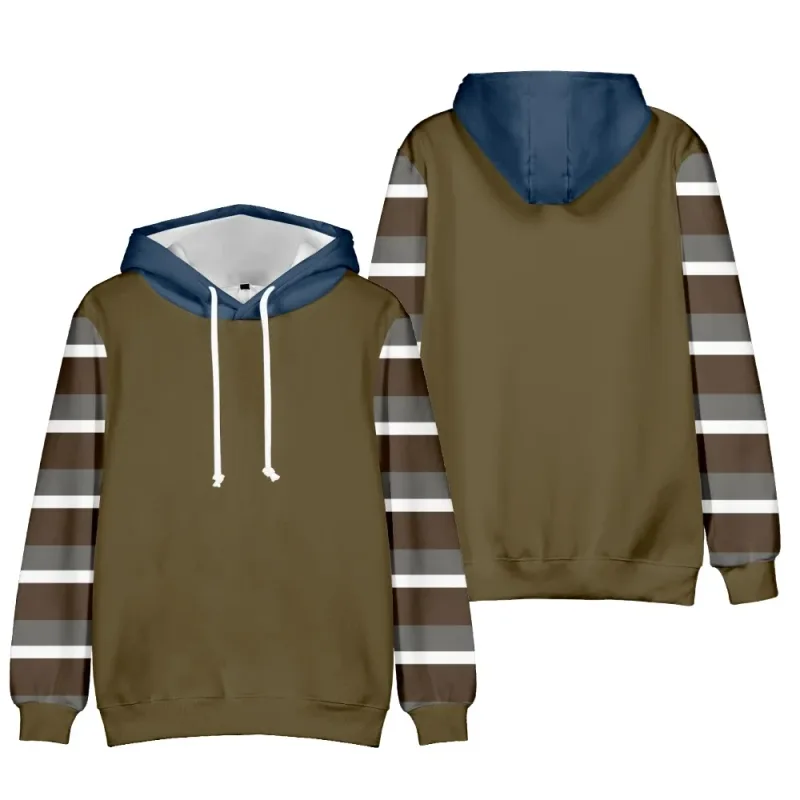 2024 Fesyen Bercetak Corak Berjalur Pullover Lelaki Kasual Bersaiz Besar Hoodie Longgar Street Design Harajuku Baju Sweat Lelaki