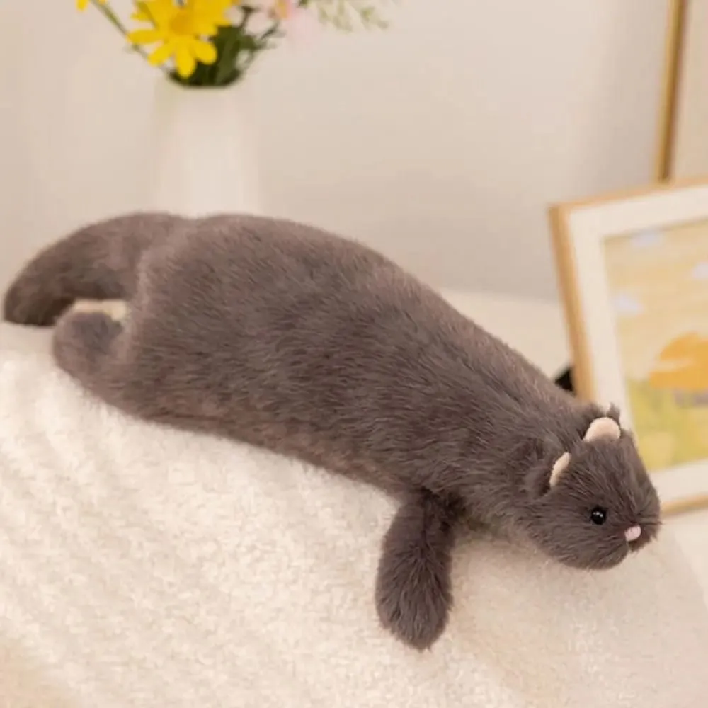 Soft Plush Ferret Plush Pillow Fluffy Texture Dense Stitching Long Ferret Cushion Cute Expression Plush Animal Pillow — image 3