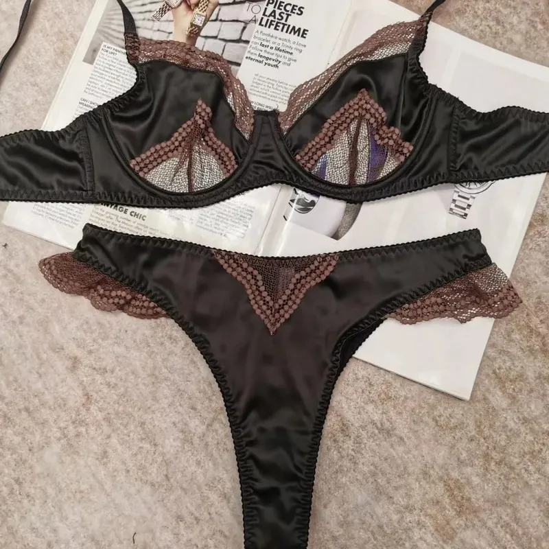 Women Mesh Satin Lace Brassiere Ultra Thin Minimizer Anti Sag Soft Breathable Support Daily Lingerie 32‑38AB Bra Suit — image 8