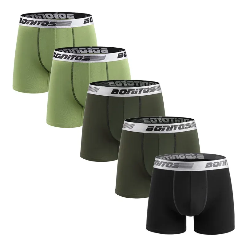 5pcs Men's Underpants Cotton Boxer Briefs Classic Men Panties BONITOS Letter Elastic Waistband Boxers Underwear For Man Shorts
