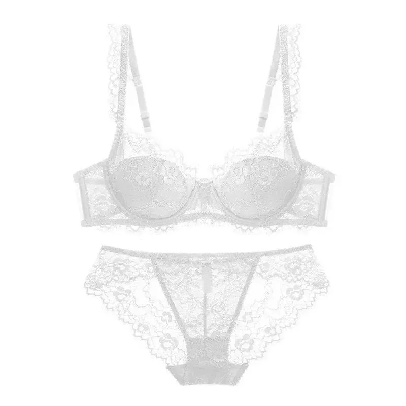 Lightly Lined Eyelash Lace Thin Cup Bra and Panties Set Underwear with Push Up Soft Comfortable Breathable Sexy Female Lingerie — image 5