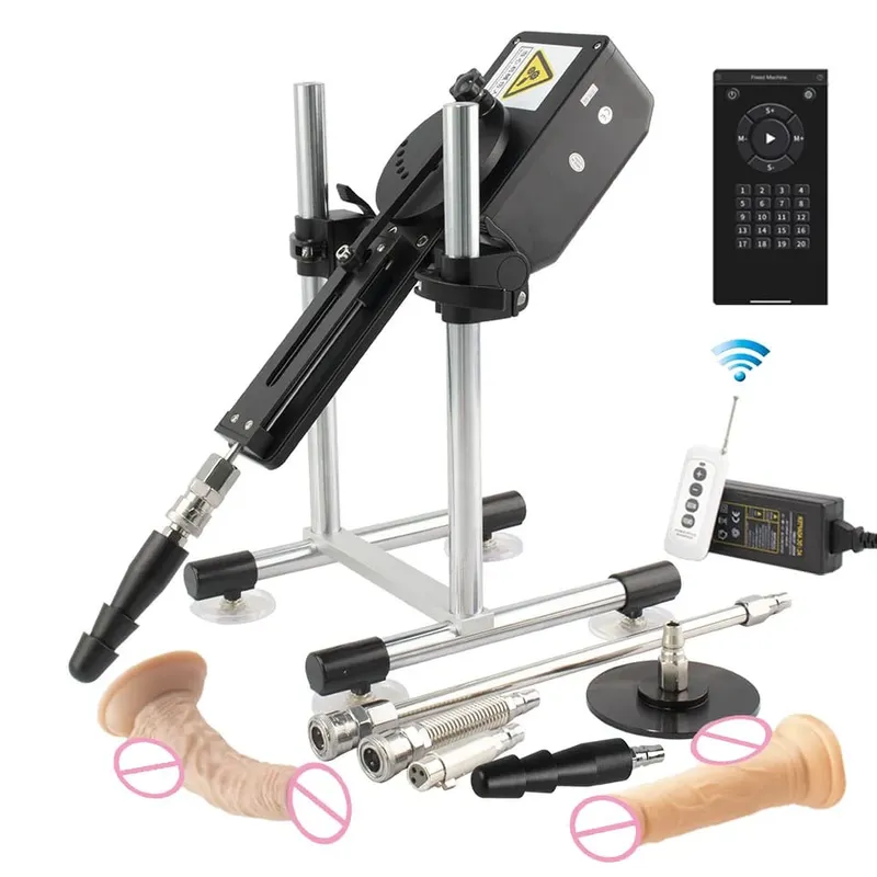 70W Automatic Telescopic SEX Machine 3-9cm Adjustable Stroke Metal & Dildo Attachments Adult Personal for Couples Men Women