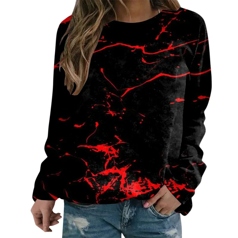 Sweatshirt Grafik Darah Keganasan Rekaan Pesta Halloween Pakaian Wanita Saya Baik Berdarah Wanita Sweater Wanita Seram Pullover Y2k