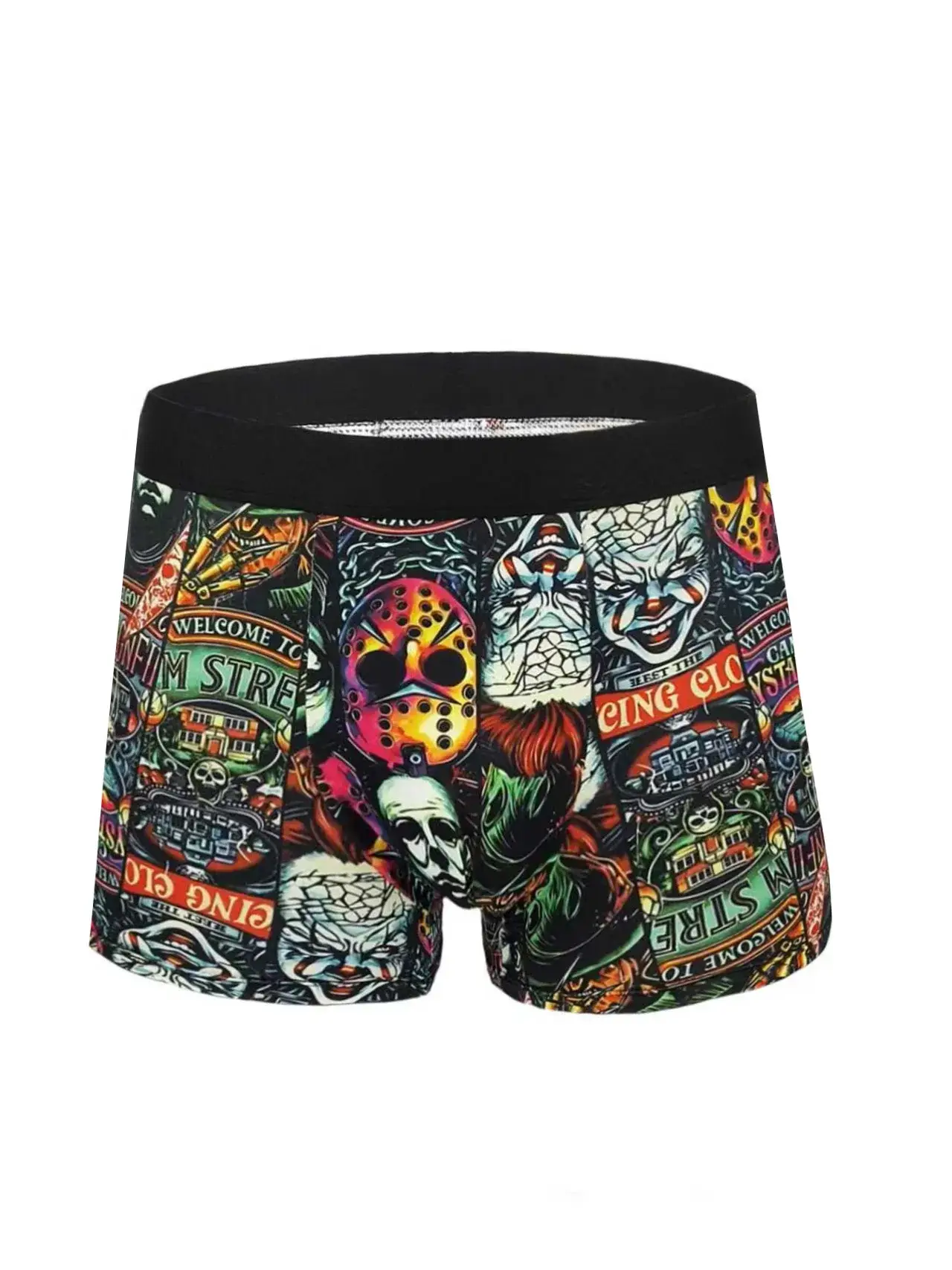 Men's Fun Graffiti Printed Boxer Shorts Random 5-Piece Set, Trendy, Personalized, Comfortable and Breathable Four-Corner Pants