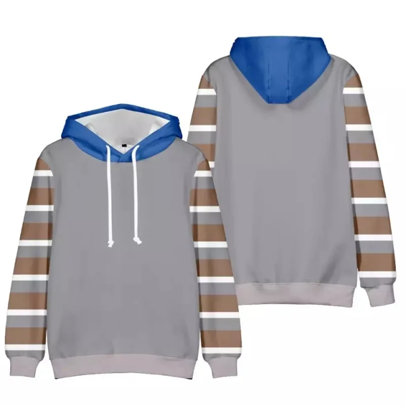 2024 Fesyen Bercetak Corak Berjalur Pullover Lelaki Kasual Bersaiz Besar Hoodie Longgar Street Design Harajuku Baju Sweat Lelaki