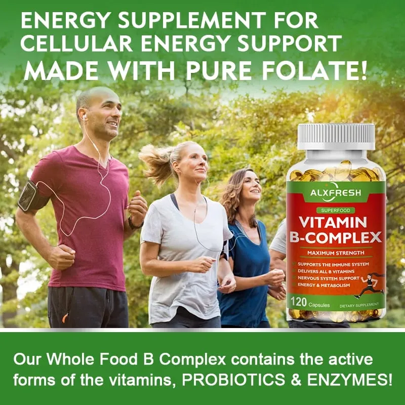 B-Komplex-Vitaminpräparate (B12 B1 B2 B3 B5 B6 B9 Folsäure und Biotin) zur Linderung von Stress, Stimmung und Unterstützung des Immunsystems
