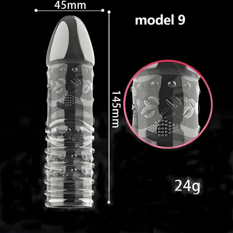 Penis Covers Extender Men's Condoms Crystal Penis Condoms Finger Cock Ring Adult Sex Toy For Sex Male Longer Lasting