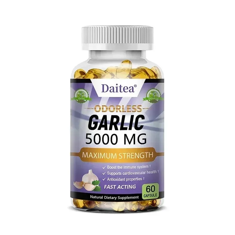 Garlic Extract Capsules 5000mg Balanse Cholesterol Help Immunity Heart Health Detoxification Cleansing