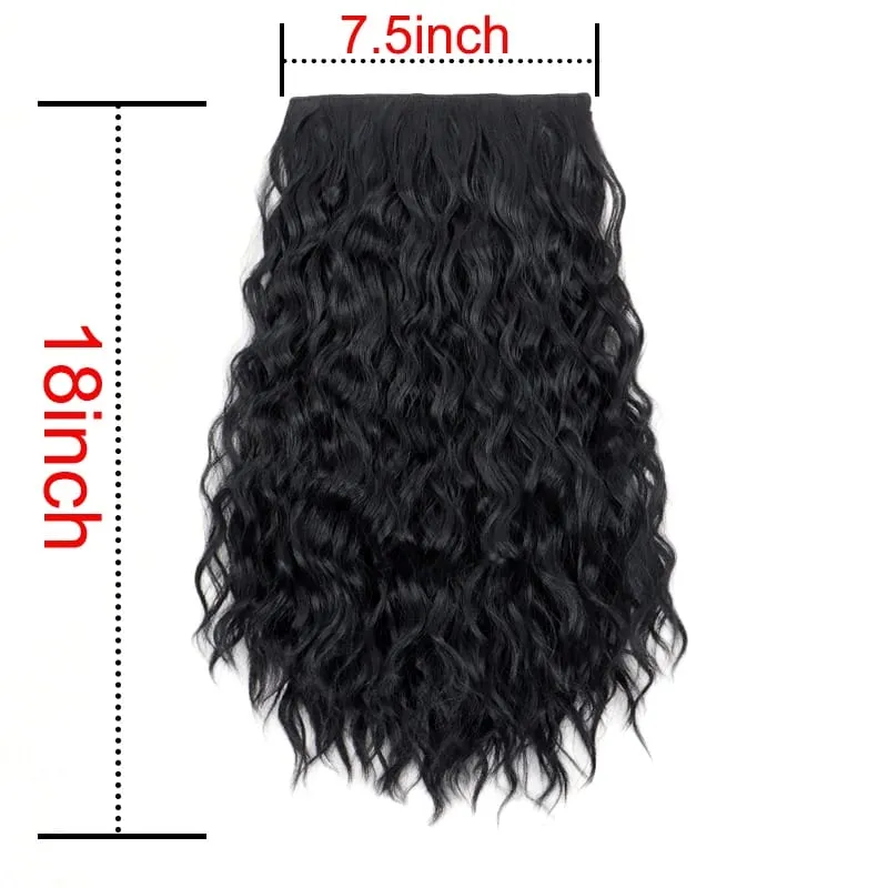 18Inch Synthetic One Piece 6 Clips Short Wavy Curly Clip-In Hair Extension Invisible Fulffy Black Brown Hairpiece for Women — image 4