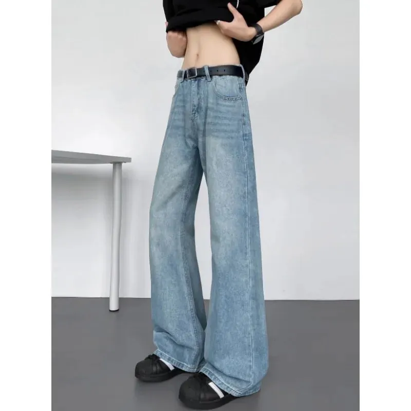 New American Vintage Washed Distressed Men's Jeans Baggy Jeans Micro Flare Retro Streetwear Hip Hop Trousers — image 5