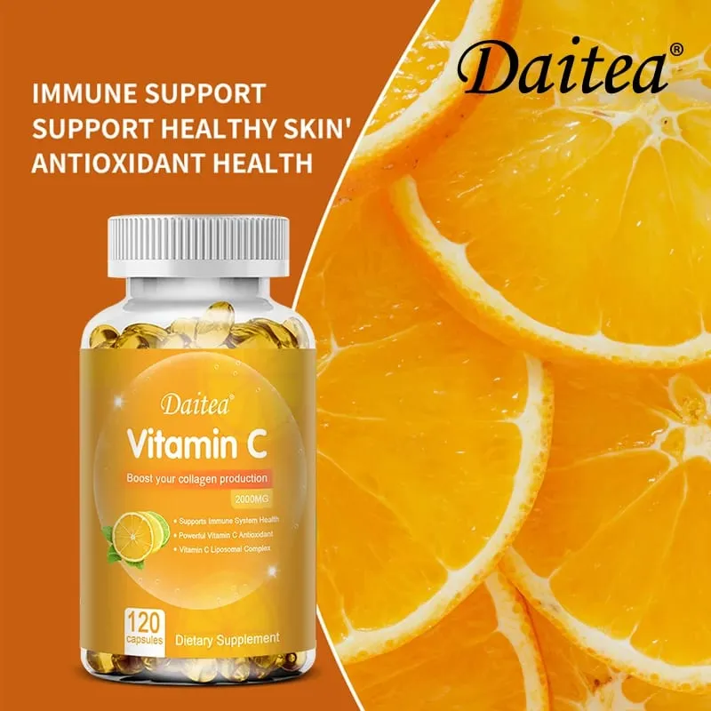 Vitamin C Capsules - 2000mg Promote Collagen Production Support Skin and Immune Health Powerful Antioxidant 120 Capsules — image 2
