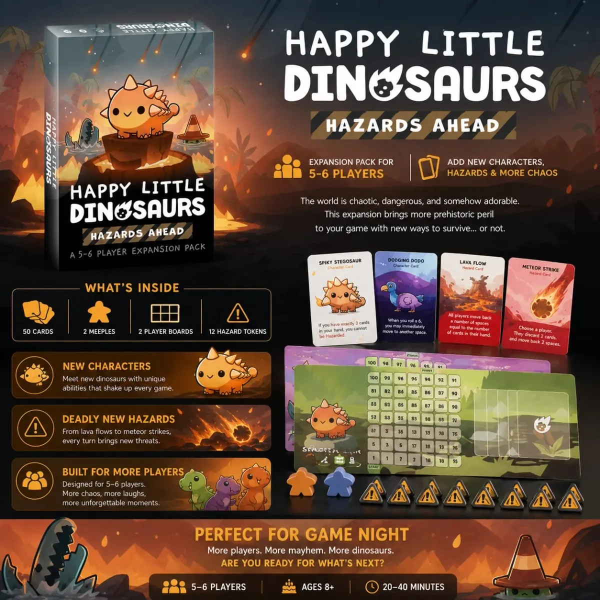 HappyLittle Dinosaurs Card Game Expansion Pack Funny StrategyParty Board GameforFamily Friends Kids and Adults English Version