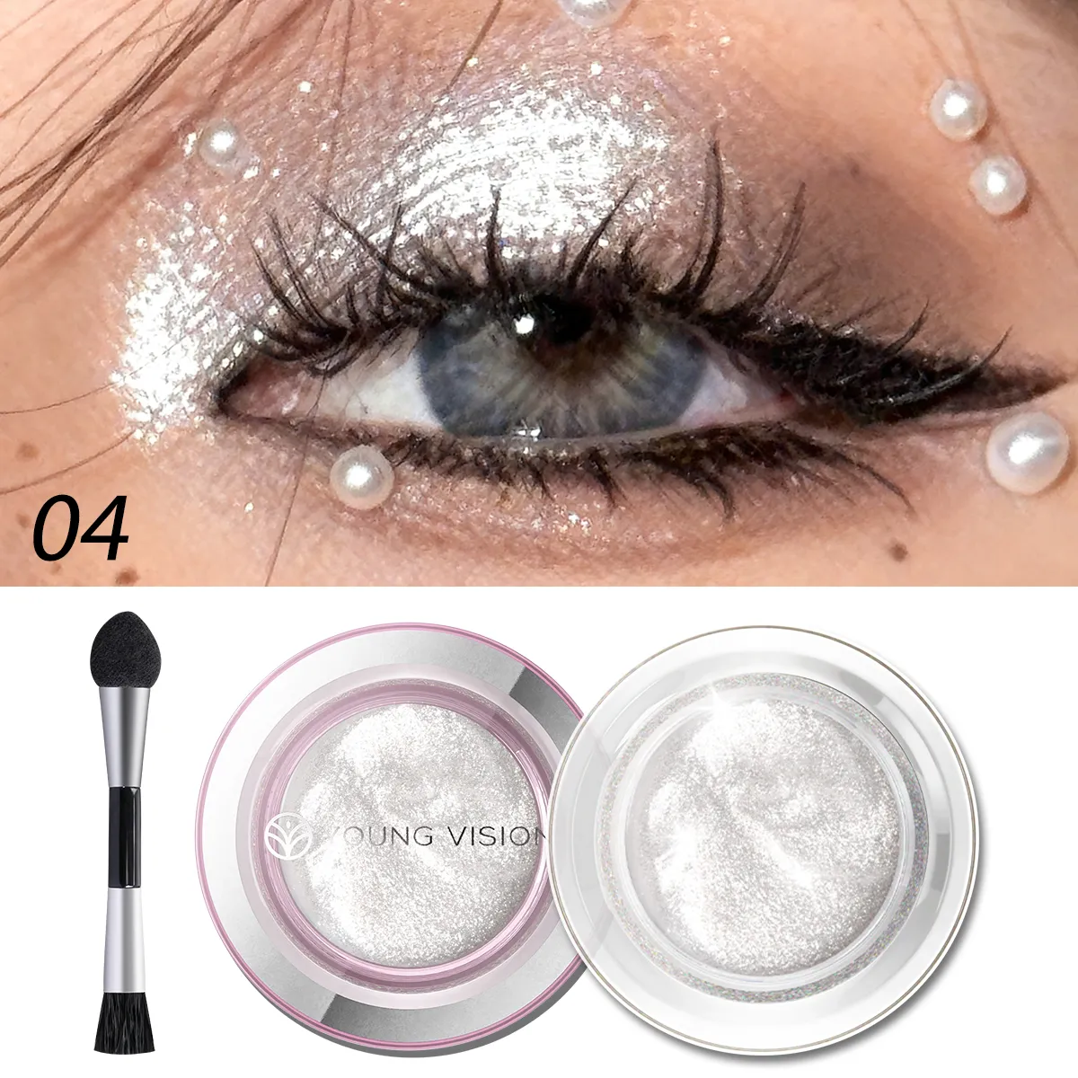 1pcs Highlighter Liquid Eye Shadow Waterproof Non-Greasy Long-Lasting Highlight & Smoky Eye Shadow with Makeup Brush — image 2
