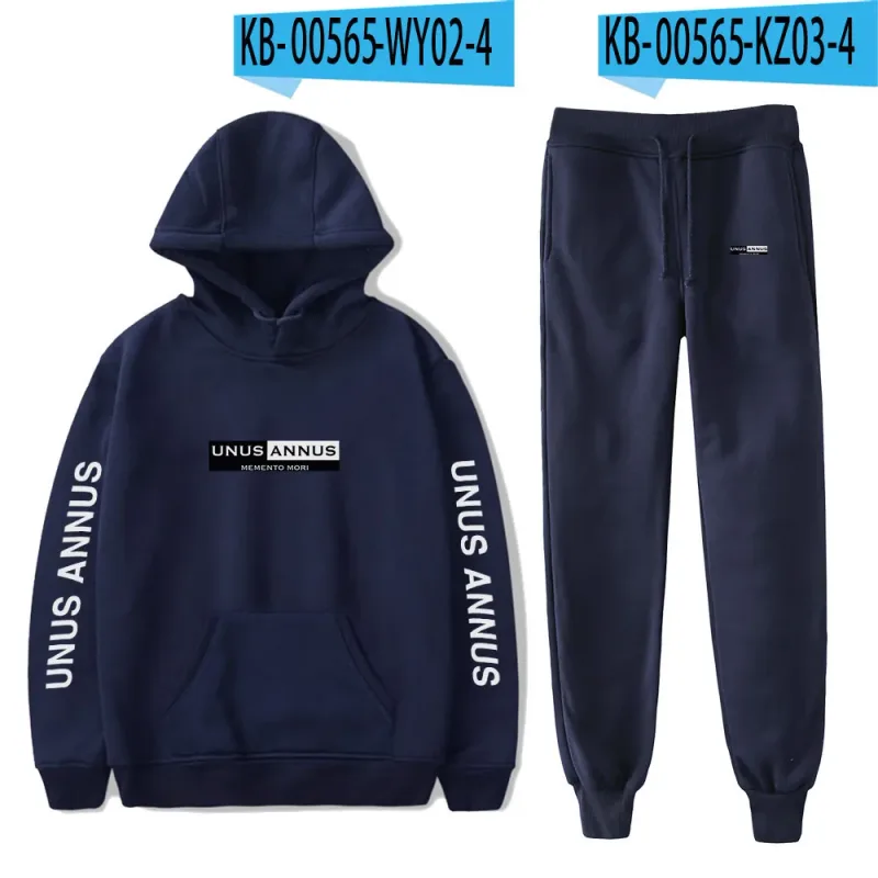 Popular Comfortable Unus Annus Print Sweatshirt Sweatpants Suit Hoodies+ Trousers Suit Boys/Girls 2 Piece Set Clothes