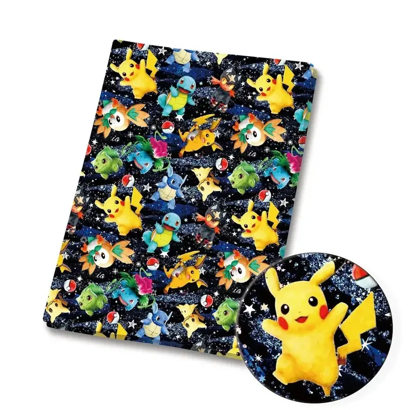 Pokemon Cartoon Fabric140*50cm Handmade Sewing Patchwork Quilting Baby Dress Home Sheet Printed Fabric Fabric Sewing Kids