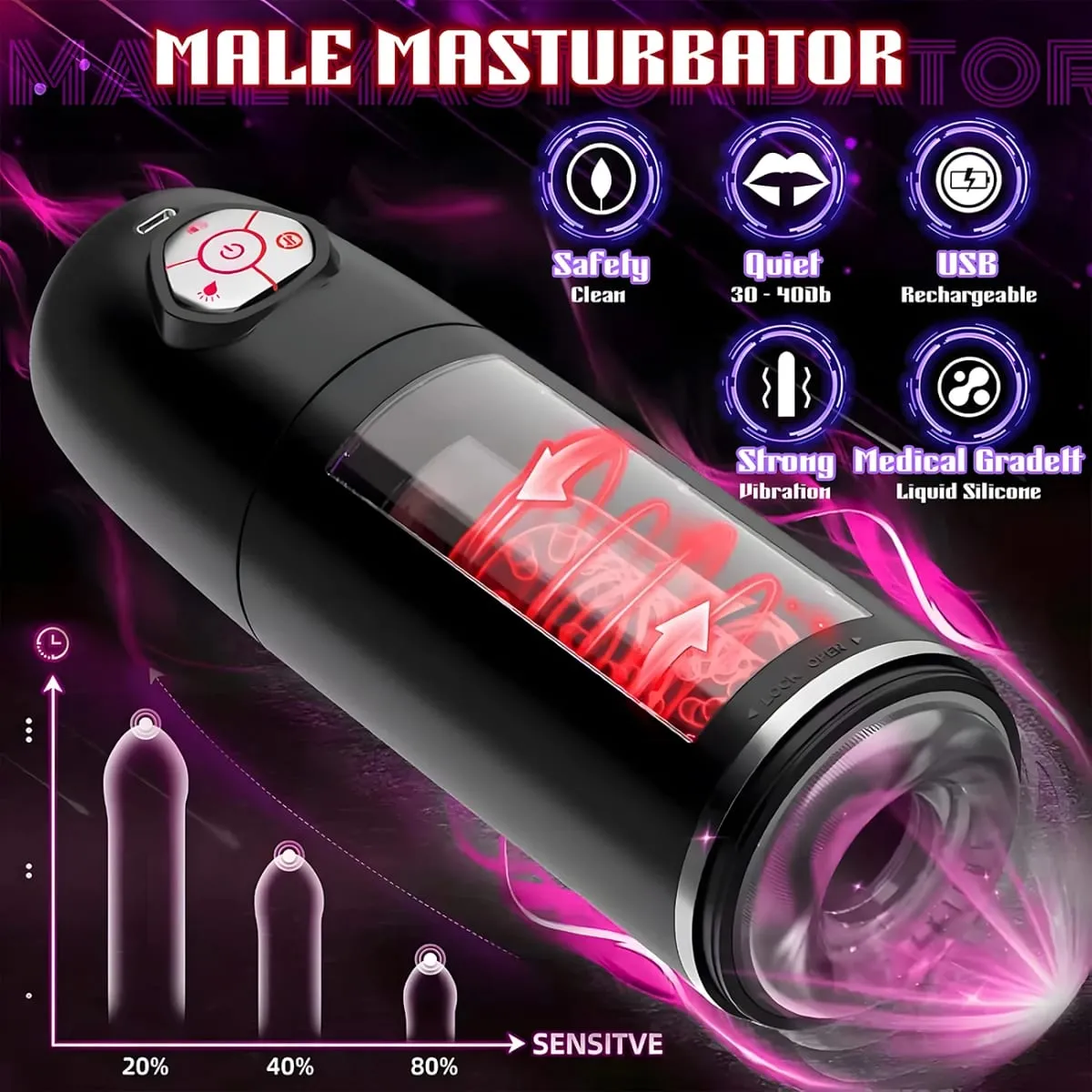 Automatic Male Masturbator Telescopic Rotating Adult Masturbator Cup Penis Pump Vibrator Thrusting Blowjob Sex Toys for Man