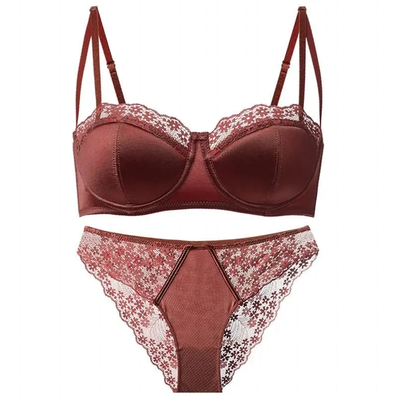 Hot Sale Top Sale Sexy Lingerie Bra Set Thin Underwire Lace Demi Cup Push Up Minimizer Anti Sagging Gather Side Fat Women 32-38 — image 6
