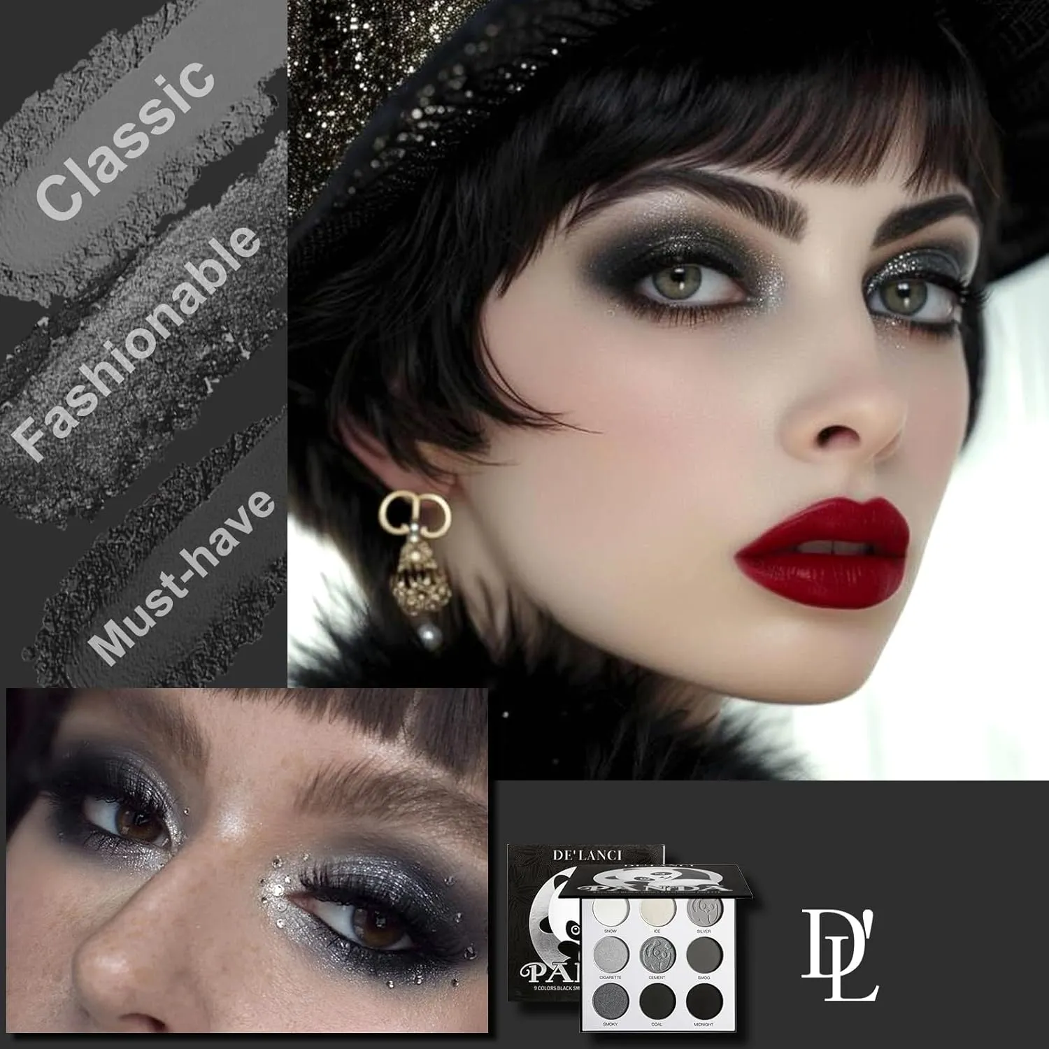 9 Colors Eyeshadow Palette Powder Matte Shimmer Gothic Smoky Punk Blendable High Colors Fine Flash Lasting Eye Makeup