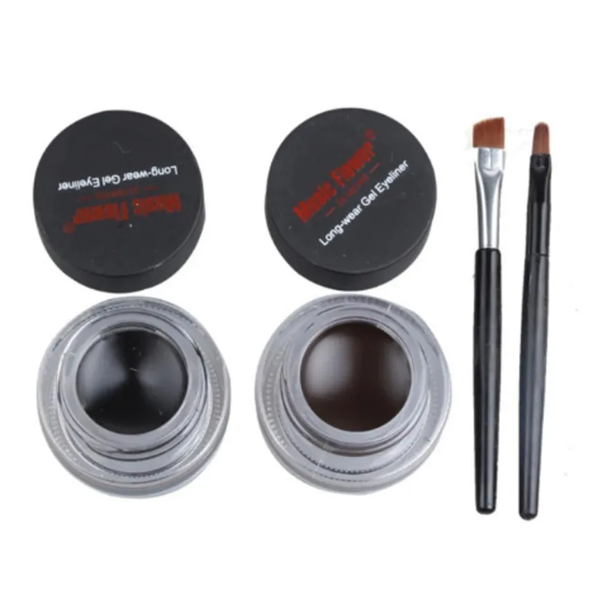 Music Flower 2-in-1 Two-Color Eyeliner Gel Set Black & Coffee Waterproof 3D Long-Lasting Smudge-Proof Eye Makeup Cosmetic Kit — image 3