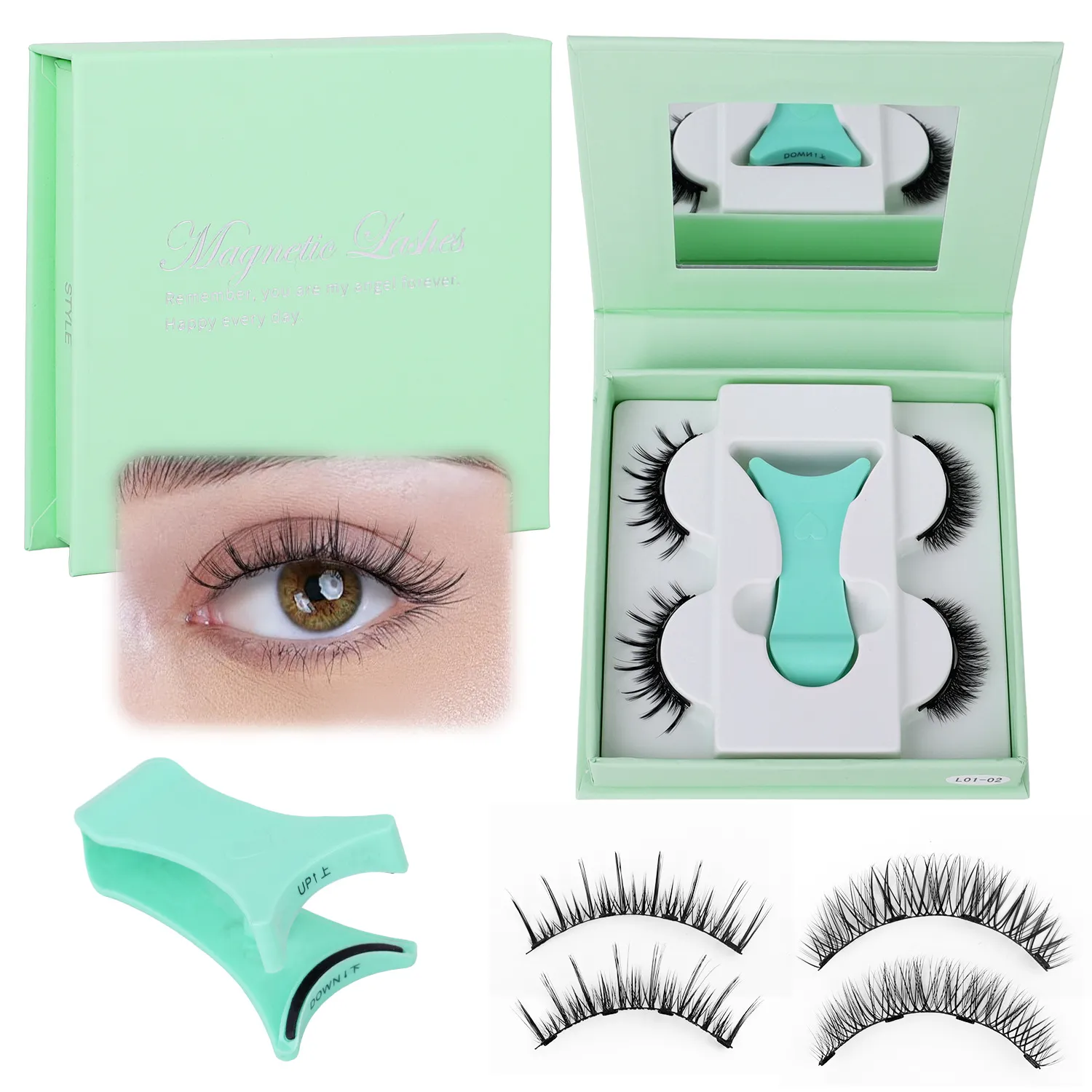2 Pairs Magnetic False Lashes Natural Wispy Magnetic Eyelashes Portable All-in-one Case Reusable No Glue Eye Lashes Customized — image 3