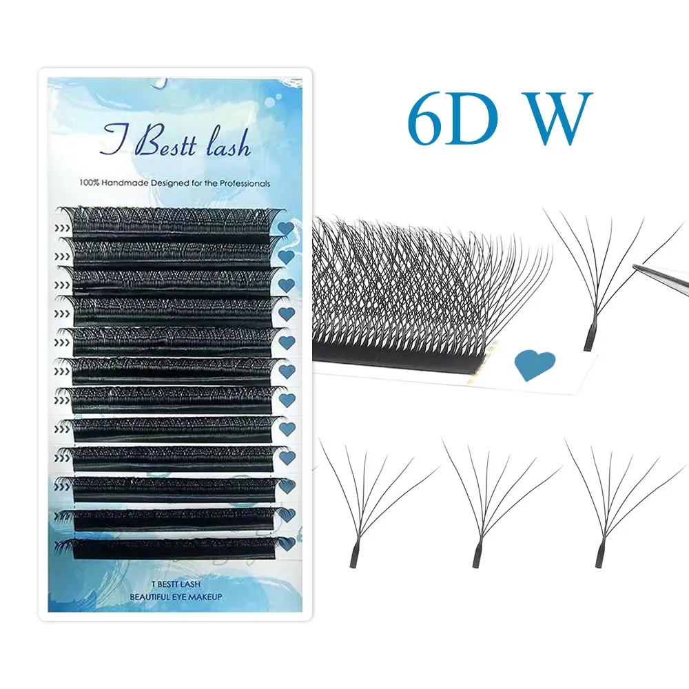 Tbestt 5D-W Shaped Eye Extension Premade Volume Fans Bulu Mata Gaya Clover W Mink Palsu Lembut Mudah Kipas Bulu Mata