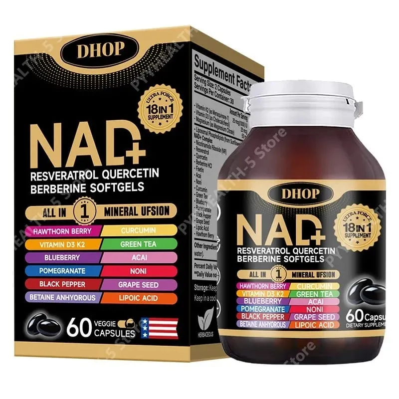 NAD+ Softgels with Resveratrol Quercetin Berberine Softgels 18-in-1 Supplement for Overall Health Support 60 Capsules — image 1