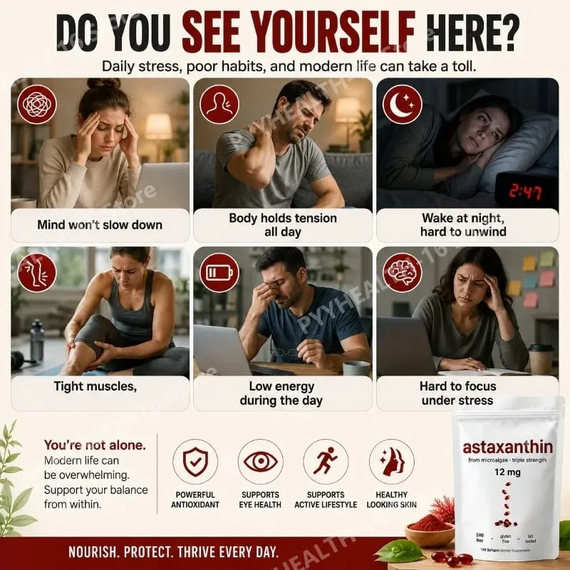 Astaxanthin 12mg Triple Strength Softgels Antioxidant for Eye Skin Joint & Immune Health From Haematococcus Pluvialis 120ct — image 5