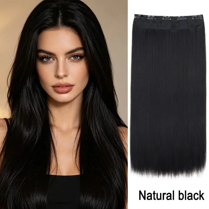24Inch Synthetic Long Straight Thick One Piece Hair Extension Heat Resistant Fake Hair for Women Daily Use