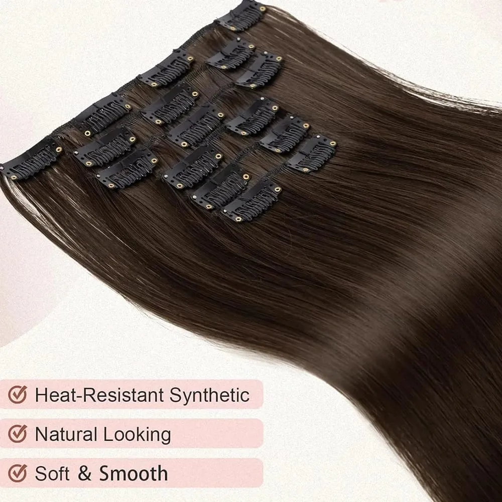 Synthetic Clips in Hair Extensions 6Pieces/Set 24 Inch Long Straight Extensions for Women Hairpiece — image 8