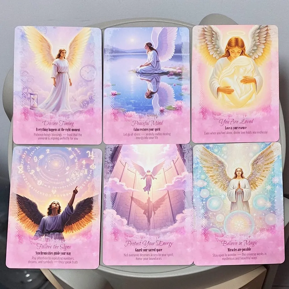 Angels Guidance Oracle Deck - 44 Cards with Guidebook Inspirational Divination Cards in Tin Box for Spiritual Growth