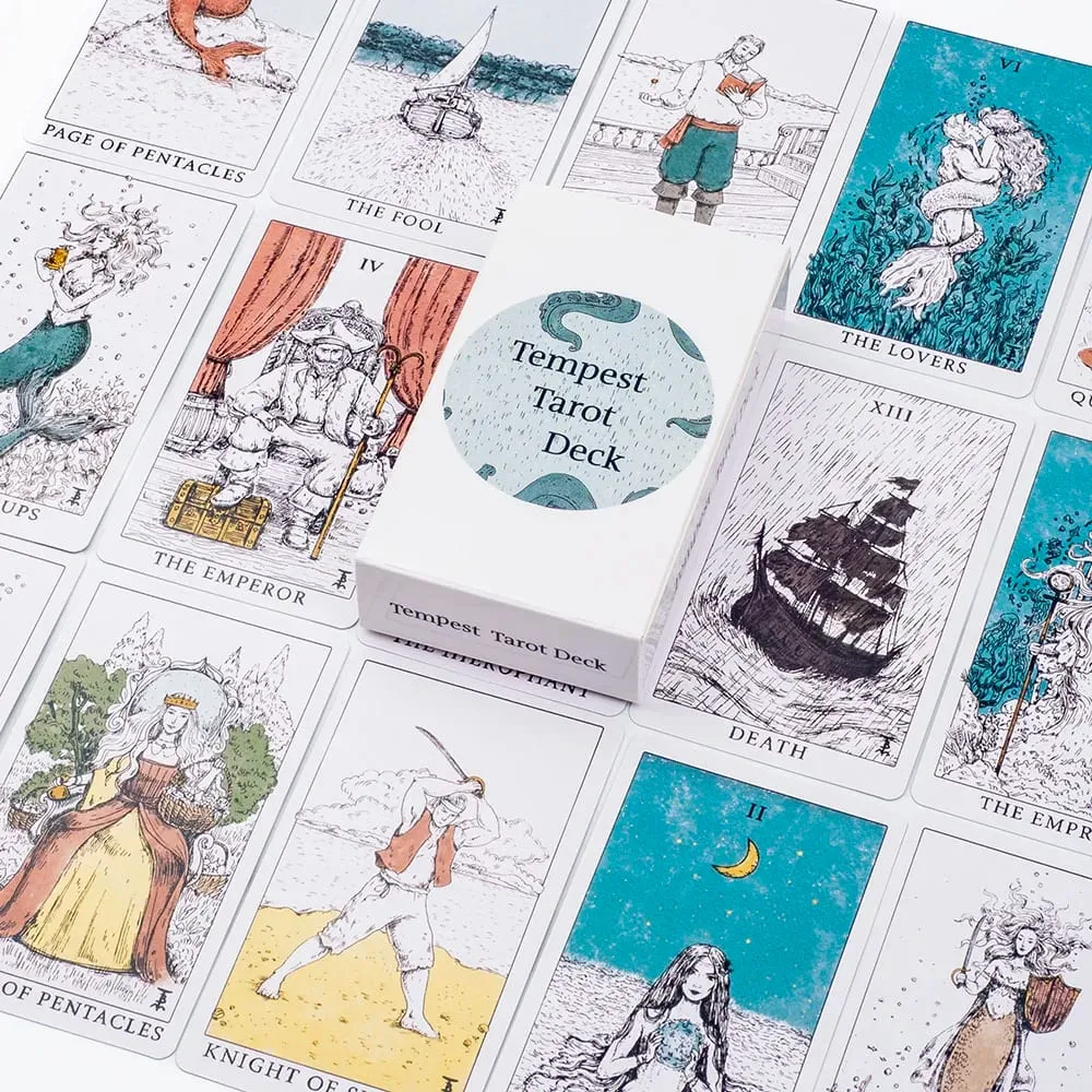 Ozean-Themen-Tarot-Deck „Sturm“, Wahrsagungsset mit 78 Karten, 10,4 x 6,1 cm, wunderschön gestaltet für Brettspiele und Tarot-Lesen — image 5