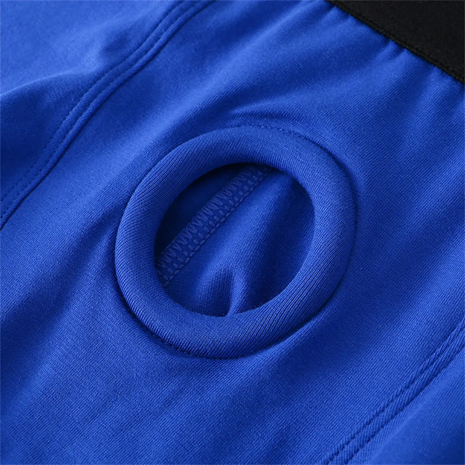Men's Boxers Front Hole Pouch Underwear Silicone Cockring Sexy Boxershorts Malapad na Waistband Cotton Underpants Hollow Out Lingerie — image 4