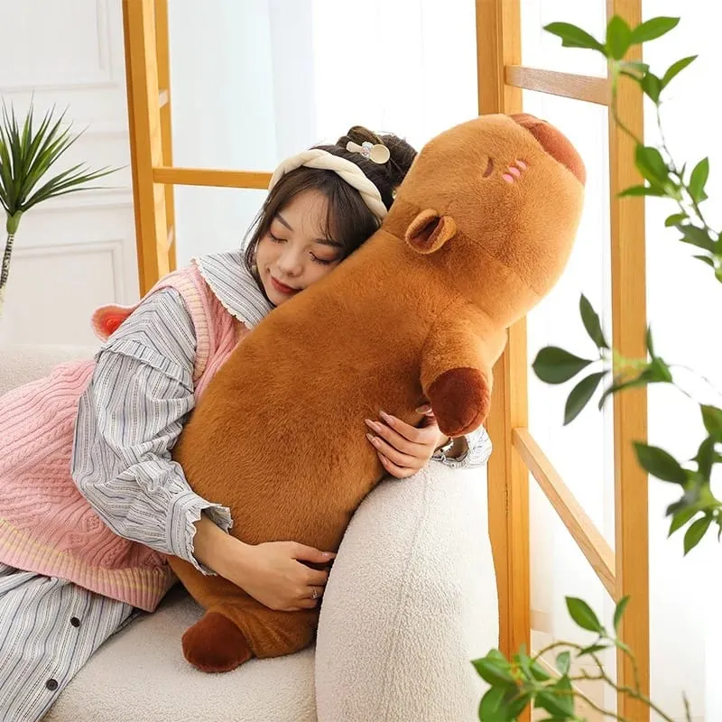 Oreiller en peluche Capybara Kawaii, corps Long, poupée animale douce, coussin câlin mignon pour canapé-lit, sieste, décoration de la maison — image 2