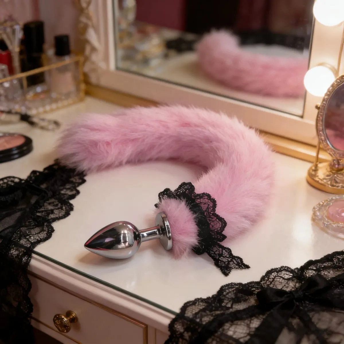 Metal Anal Plug with Long Fluffy Tail – Fox Tail Butt Plug for Cosplay Role Play BDSM Adult Toy — image 3