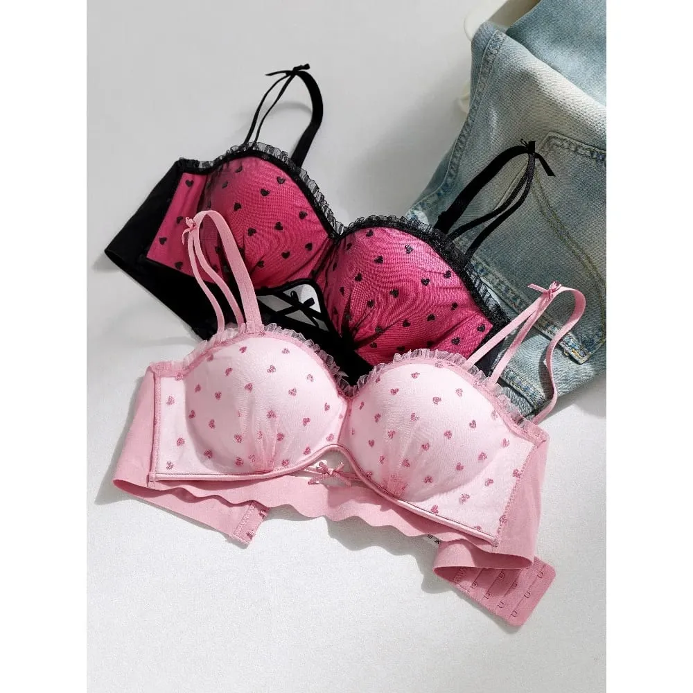French Lace Push Up Bra For Small Bust Half Cup Anti‑Sag 2026 New Pure Desire Sexy Women Lingerie Brassiere 32-38 A-C