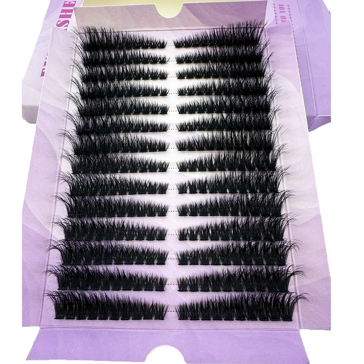14Rows Fluffy Lash Clusters Thick Volume Eyelash Clusters Extensions Left/Right Individual Lashes Cat Eye Lash Extension