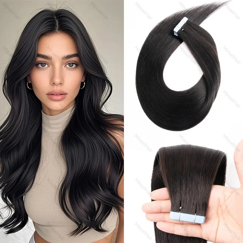 Brown Russian Tape in Hair Extension Real Human Hair Cuticle Aligned Premium Remy Adhesive Europen Tape Ins 14-22inch 20-60pcs