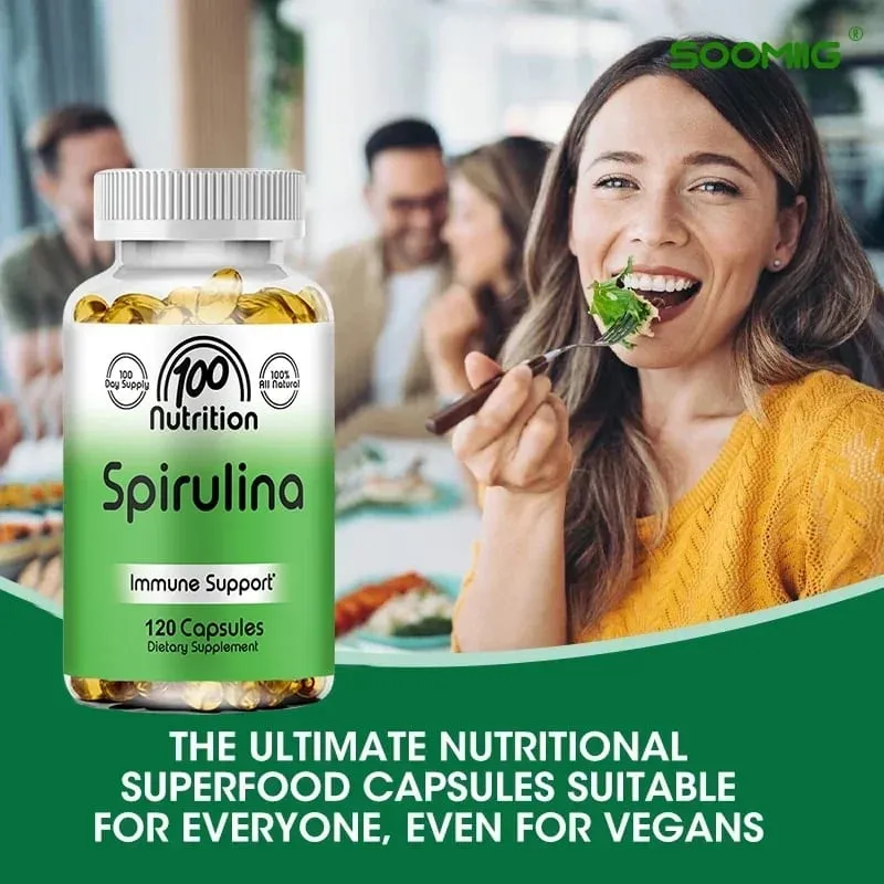 Organické superpotravinové řasy Spirulina Softgels – podporují zdraví kardiovaskulárního a imunitního systému Výkonný antioxidant — image 5