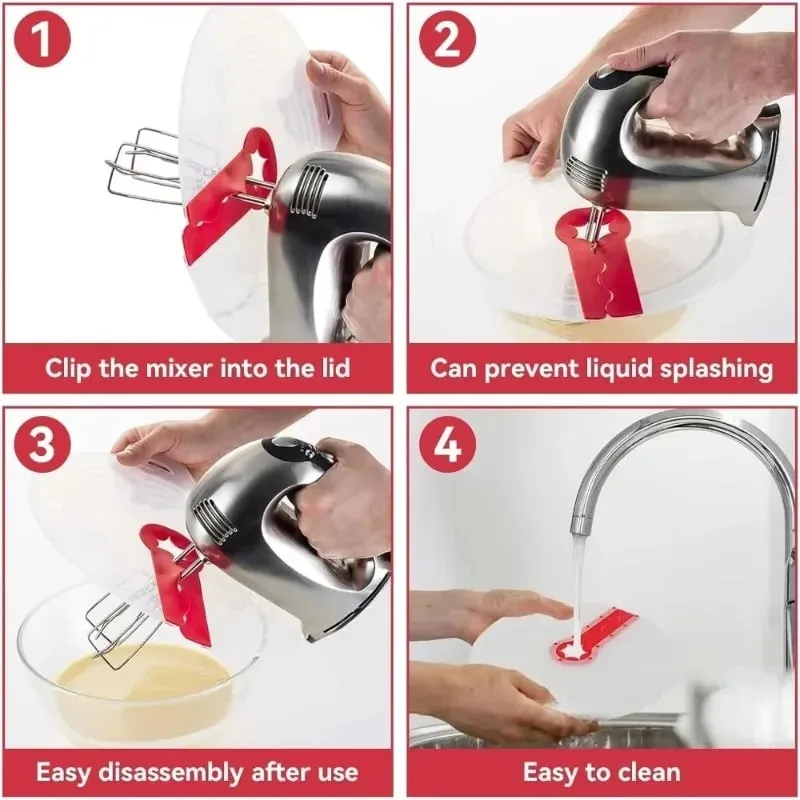 Beat Eggs Mixer Cover Mixer Splatter Guard Whisk Mixing Bowl Lid Silicone Anti Splash Cover Cooking Supplies for Kitchen