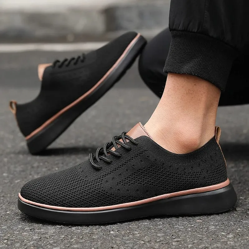 New Men's Knit Sneakers Lightweight Breathable Mesh Casual Shoes Non-Slip Soft Sole Fashion Daily Wear Comfortable Walking Shoes