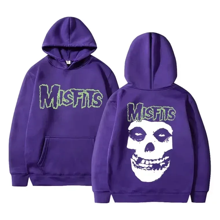 2026 Horror Punk Bizarre Skull Print Hoodie Men's Gothic Retro Loose Fleece Cotton Hoodie Rock Style Pullover Unisex — image 10