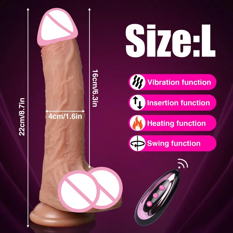 Realistic Dildo Telescopic Vibrator Silicone Penis Masturbation for Women Thrusting Dick Adult Heating Remote Control Sex Toys